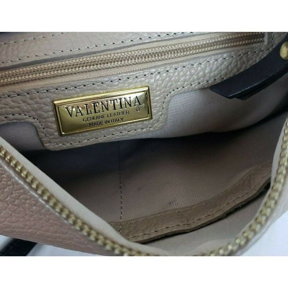 Valentina Italian Leather Purse Crossbody Handbag Beige Cream - Picture 6 of 8